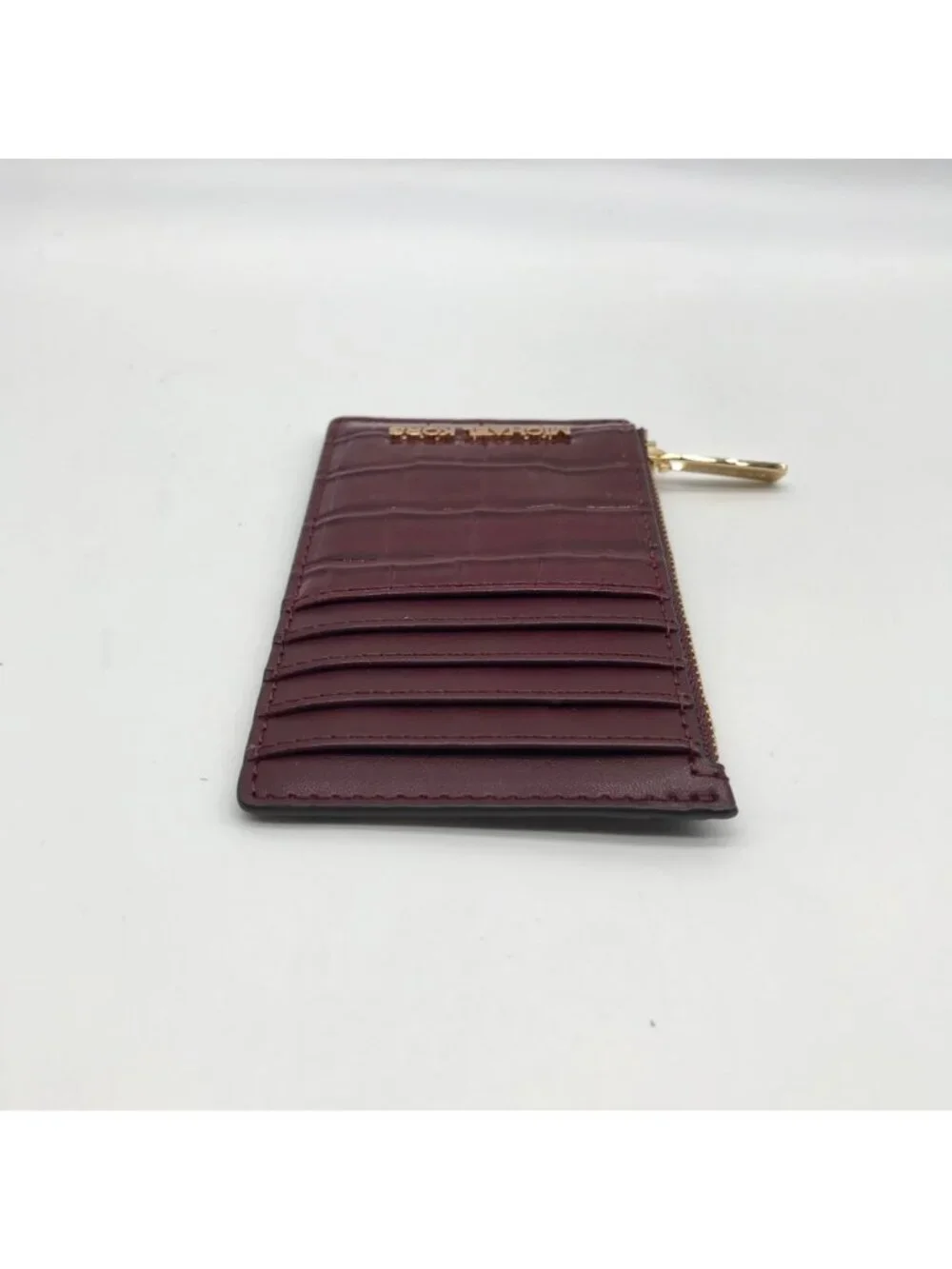 Michael Kors Oxblood Croc Embossed Leather Card Holder